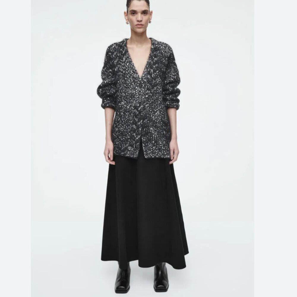 COS OVERSIZED HERRINGBONE MOHAIR-BLEND CARDIGAN